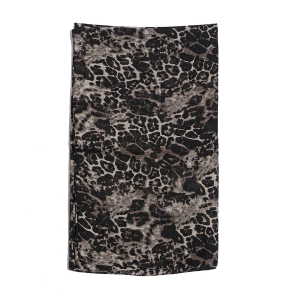 Leopard Printed Black Colour Scarf (Size 185x105 Cm)