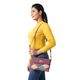 100% Genuine Leather Crossbody Bag with Flap (Size 23x5x18cm) - Purple and Multi Colour