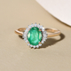 9K Yellow Gold Kagem Zambian Emerald and Diamond Ring 1.25 Ct.