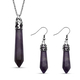 2 Piece Set - Amethyst Pendant with Chain (Size 20 with 2 inch Extender) and Earrings With Hook in S