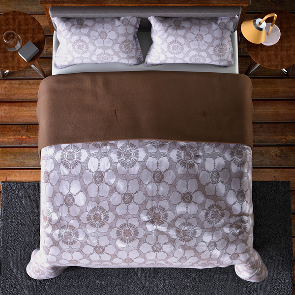 High End Look Delicate Paisley Pattern Comforter (Size 225x220Cm) and 2 Pillow Case (Size 70x50Cm) -Taupe