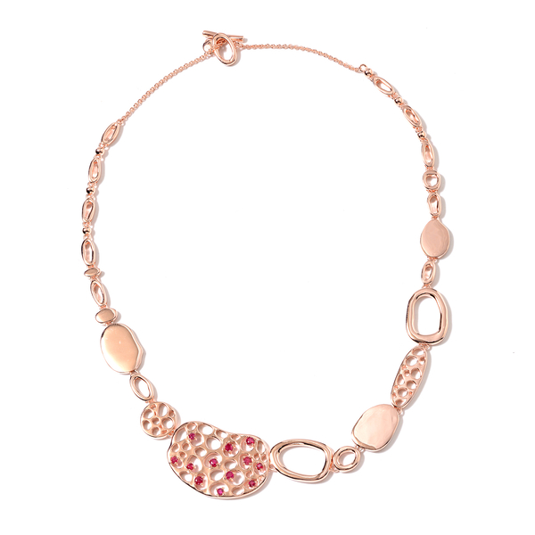 RACHEL GALLEY Pebble Collection - African Ruby (FF) Necklace (Size 20) in Rose Gold Overlay Sterling