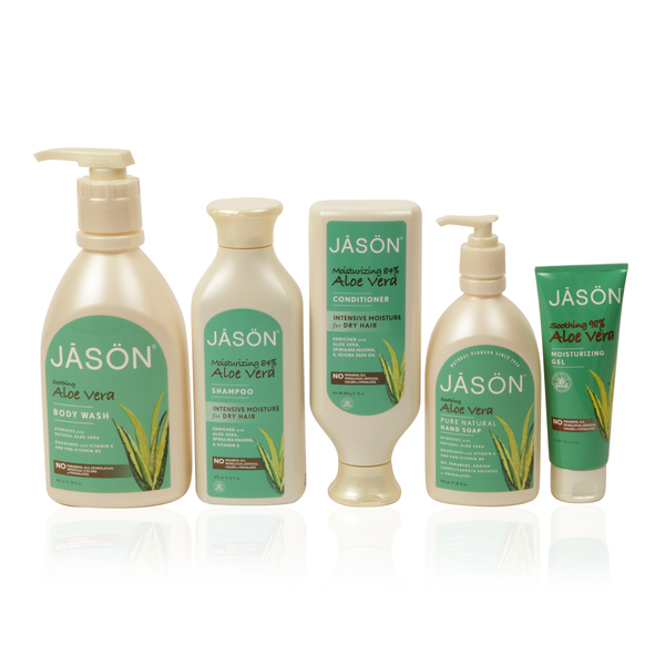 Jason Aloe Vera- Body Wash 887ml, Everday Shampoo 473ml, Conditioner 454g, Liquid Soap 473ml, Moistu