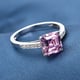ELANZA Simulated Pink Sapphire (Asscher Cut) and Simulated Diamond Ring in Rhodium Overlay Sterling Silver