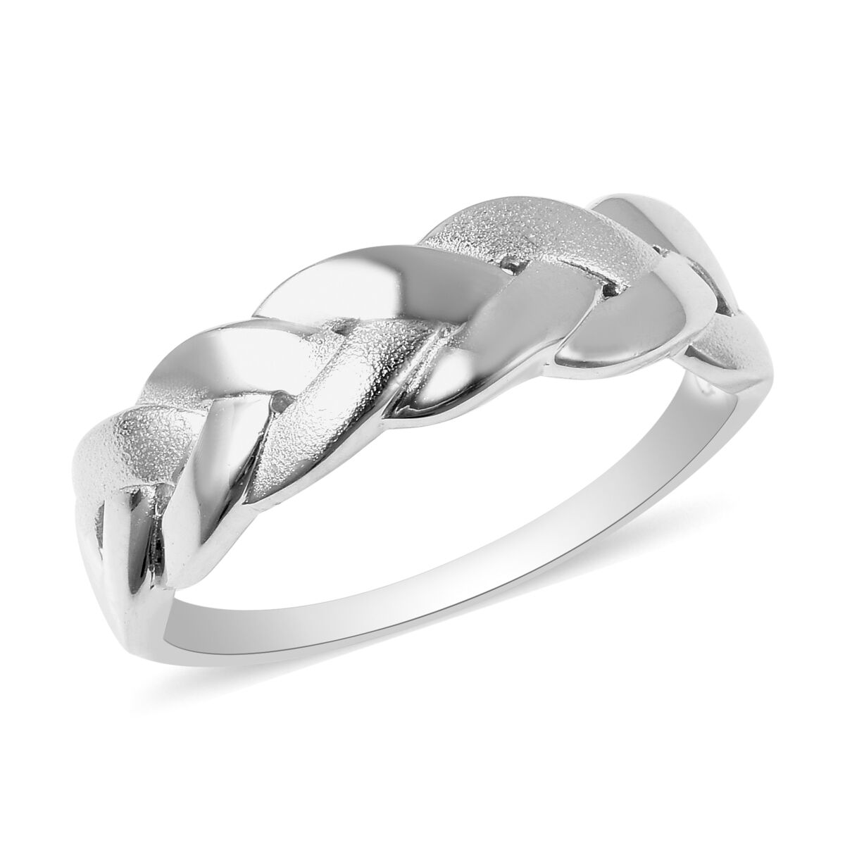 RACHEL GALLEY Sandblast Collection - Rhodium Overlay Sterling Silver Braid Design Ring