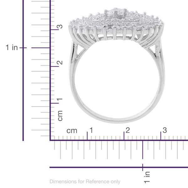 ELANZA Simulated White Diamond (Rnd) Ring in Rhodium Plated Sterling Silver, Silver wt 5.63 Gms. Number of Simulated Diamonds 132