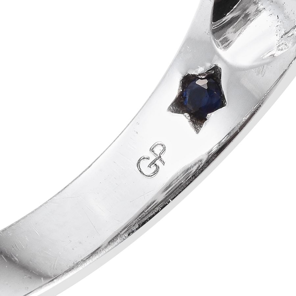 GP Labradorite (Cush 26.98 Ct), Kanchanaburi Blue Sapphire Ring in Platinum Overlay Sterling Silver 27.000 Ct.