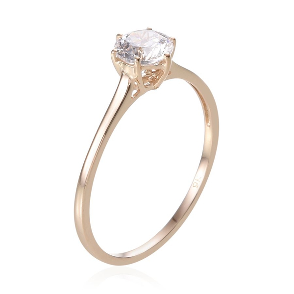 9K Y Gold (Rnd) Solitaire Ring Made with Finest CZ 1.030 Ct.