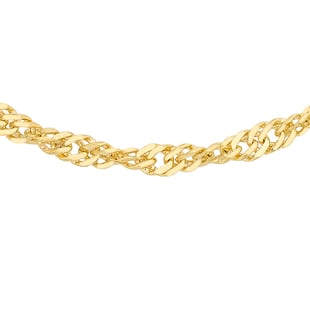 9K Yellow Gold Twisted Curb Chain (Size 16), With Spring Ring Clasp,Gold wt 3.00 Gms.
