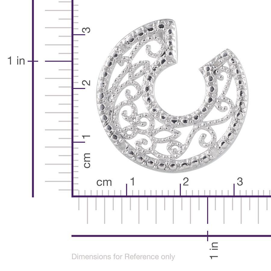 Diamond (Rnd) Filigree Earrings in Platinum Overlay Sterling Silver 0.050 Ct.