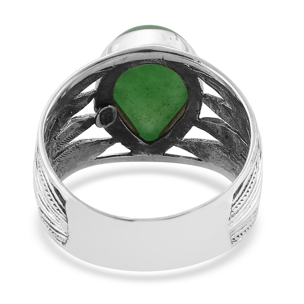 Royal Bali Collection Green Jade (Pear) Ring in Sterling Silver 6.655 Ct.