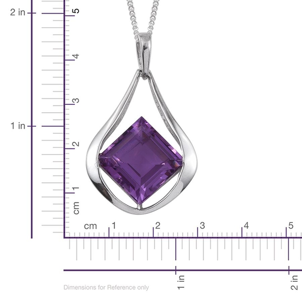 Lavender Alexite (Sqr) Solitaire Pendant With Chain in Platinum Overlay Sterling Silver 8.250 Ct.