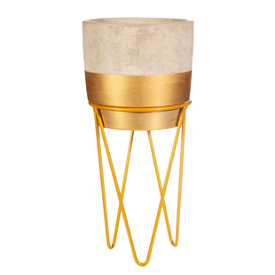 Tuva Gold Dip Planter with Wire Stand - Gold