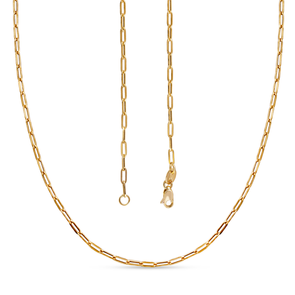 Vicenza Collection - 9K Yellow Gold Paperclip Necklace (Size - 22) with Lobster Clasp