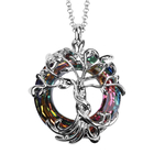 Simulated Mystic Topaz Pendant with Chain in Stainless Steel