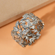 Designer Inspired - Diamond (Rnd) Leaf Ring in Platinum Overlay Sterling Silver