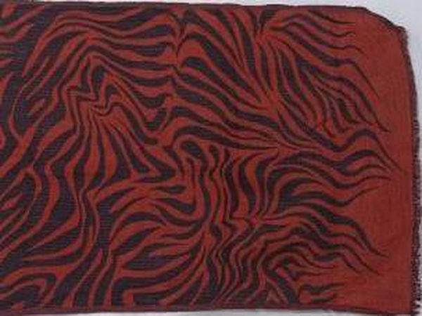 100% Wool Zebra Pattern Dark Red Colour Scarf (Size 70x180 Cm)