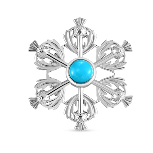 Arizona Sleeping Beauty Turquoise Snowflake Pendant in Platinum Overlay Sterling Silver 1.26 Ct, Sil