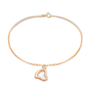 Hatton Garden Close Out 9K Rose Gold Belcher Bracelet (Size 7.25) with Heart Charm