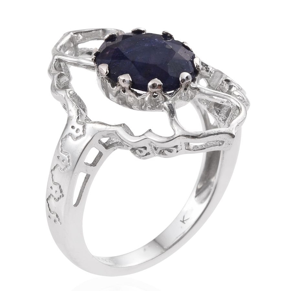 Kimberley Crimson Spice Collection Enhanced Sapphire (Ovl) Ring in Platinum Overlay Sterling Silver 3.000 Ct.