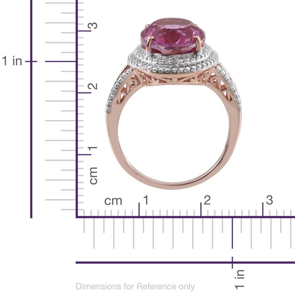 Kunzite Colour Quartz (Ovl 9.75 Ct), Diamond Ring in Rose Gold Overlay Sterling Silver 9.800 Ct.