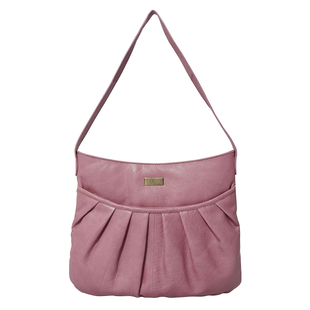 ASSOTS LONDON Evie Genuine Pebble Grain Leather Hobo Shoulder Bag -Pink