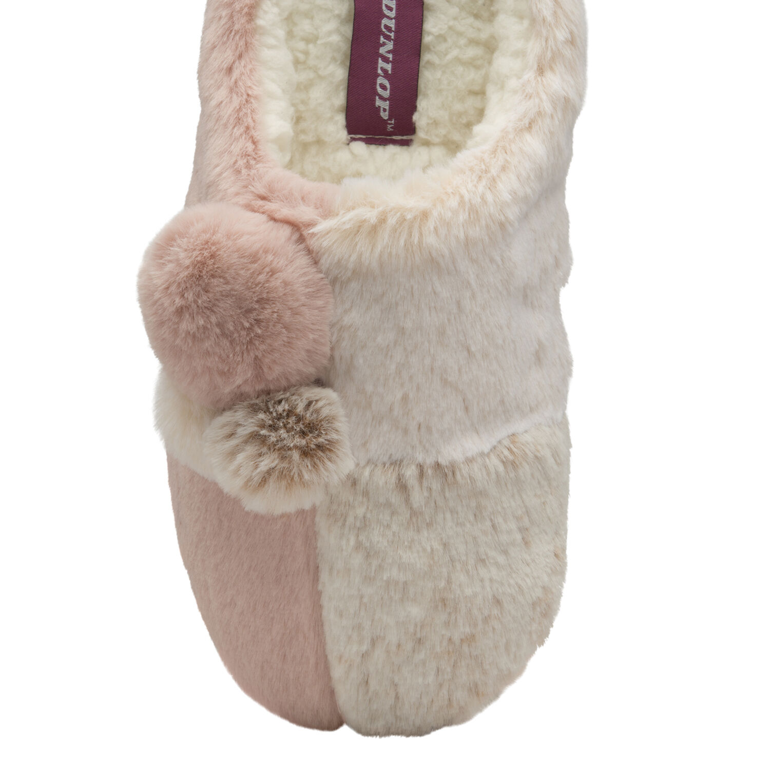 Dunlop Pom Pom Slipper Mules in Pink Colour