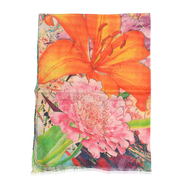 Digital Floral Pattern Multi Colour Scarf (Size 180x70 Cm)