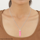 Dyed Pink Jade Pendant in Rhodium Overlay Sterling Silver 55.00 Ct
