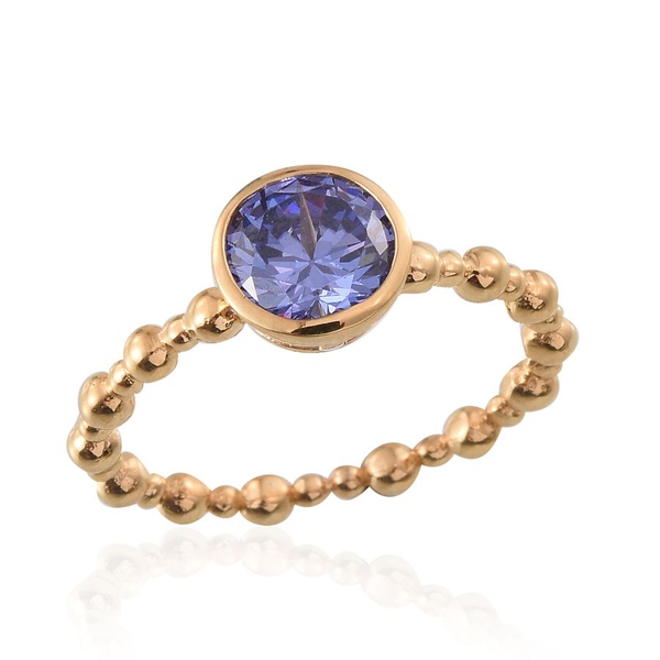 AAA Simulated Tanzanite (Rnd) Solitaire Ring in 14K Gold Overlay Sterling Silver