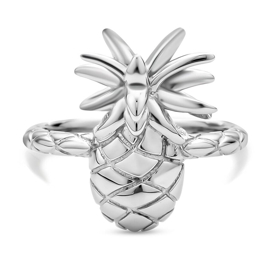 LucyQ Delicious Collection - Rhodium Overlay Sterling Silver Pineapple Ring