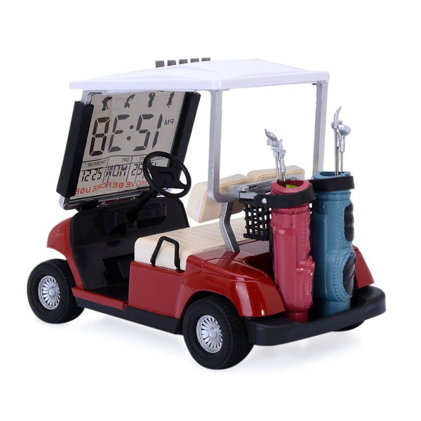 STRADA Red Colour Decorative Mini Golf Cart Digital Table Clock