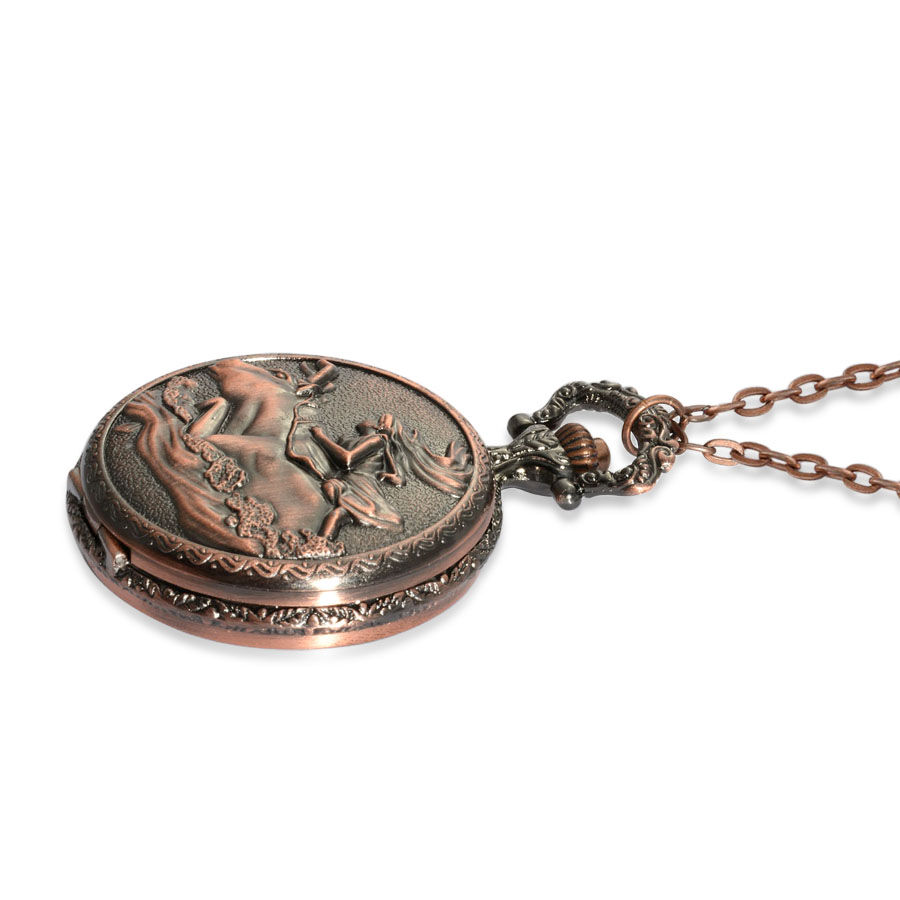 STRADA Japanese Movement Roman Number Dial ZODIAC Taurus Pocket Watch with Chain (Size 32) in Rose Tone