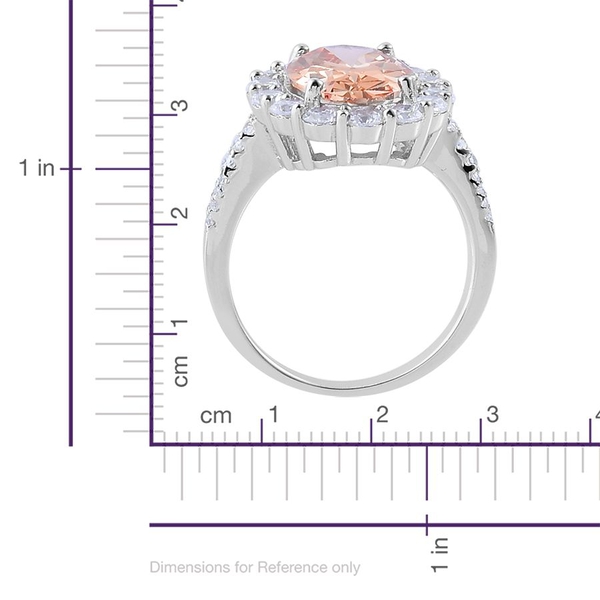 ELANZA AAA Simulated Champagne and White Diamond Ring in Rhodium Plated Sterling Silver