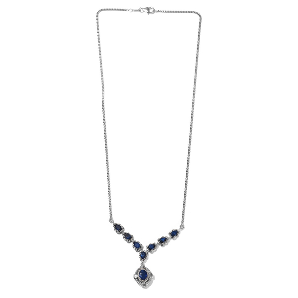 Tanzanian Blue Spinel Necklace (Size 20) in Platinum Overlay Sterling Silver 4.70 Ct, Silver wt. 11.