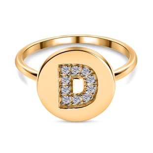 White Diamond Initial-D Ring in 14K Gold Overlay Sterling Silver