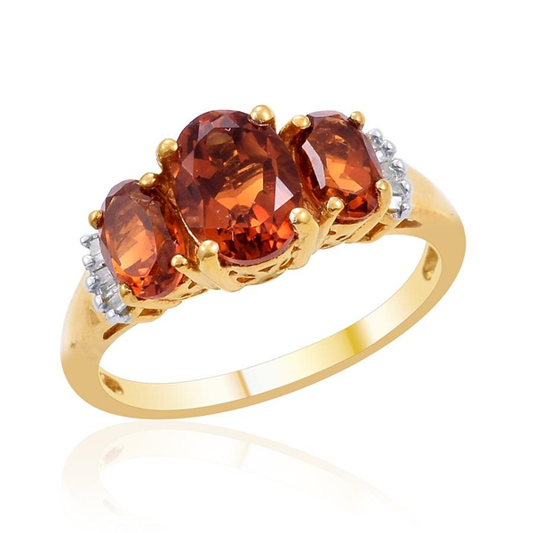 Madeira Citrine (Ovl 1.00 Ct), Diamond Ring in 14K Gold Overlay Sterling Silver 1.900 Ct.