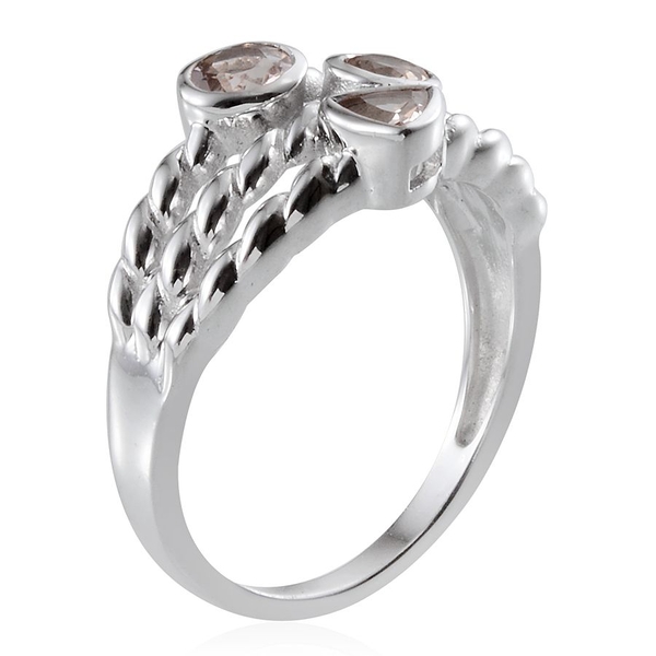 Marropino Morganite Ring in Platinum Overlay Sterling Silver 0.750 Ct.