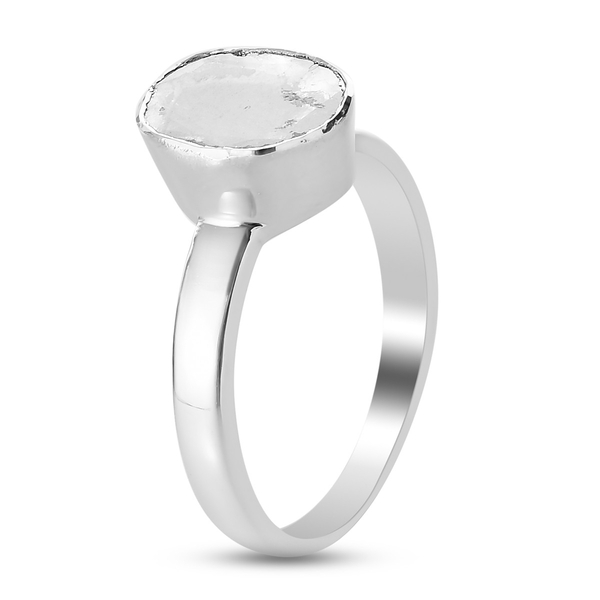 Artisan Crafted Polki Diamond Solitaire Ring in Platinum Overlay Sterling Silver 0.50 Ct.
