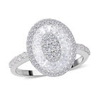 One Time Deal- ELANZA Simulated Diamond Ring (Size O) in White Silver Overlay Sterling Silver
