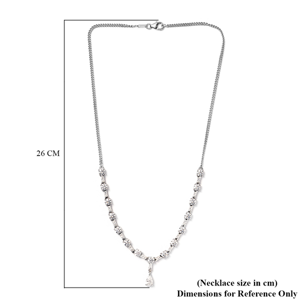 Lustro Stella - Platinum Overlay Sterling Silver Necklace (Size 18) Made with Finest CZ 14.30 Ct, Silver Wt 12.90 Gms