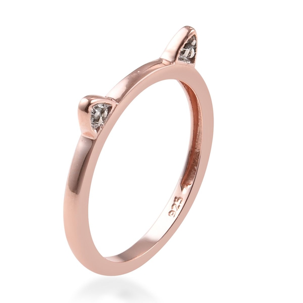 Diamond Cat Ear Stacking Ring in Rose Gold Plated Silver