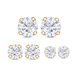 Set of 3 - ELANZA Simulated Diamond Stud Earrings (with Push Back) in Yellow Gold Overlay Sterling Silver