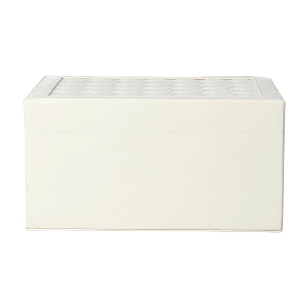 Checker Quilted Pattern Three-Layer Jewellery Box in White