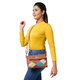 100% Genuine Leather Crossbody Bag with Flap (Size 23x5x18cm) - Tan and Multi Colour