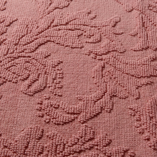 Bath Collection - 100% Cotton Pink Colour Floral Design Sculpted Bath Mat (Size 80X50 Cm)