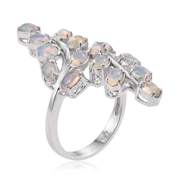 Ethiopian Welo Opal (Ovl) Leaves Crossover Ring in Platinum Overlay Sterling Silver 3.000 Ct.