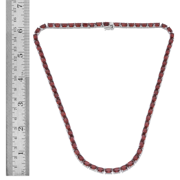 Mozambique Garnet (Cush) Necklace (Size 18) in Rhodium Plated Sterling Silver 50.000 Ct.