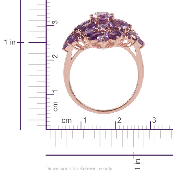 Rose De France Amethyst Cluster Ring in Rose Gold Overlay Sterling Silver 5.750 Ct.