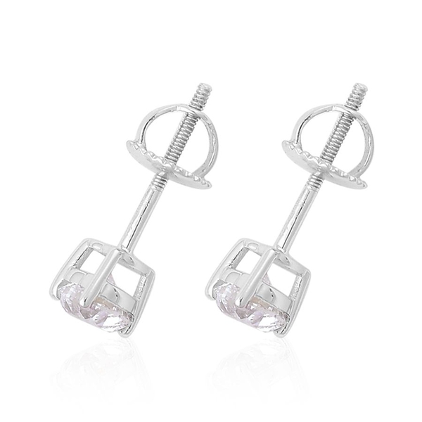 One OFF - ILIANA 18K White Gold GIA Certified 1 Carat Heart Diamond SI G-H Stud Earrings with Screw Back.